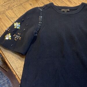 Banana Republic Navy Sweater with Embellished Sleeves